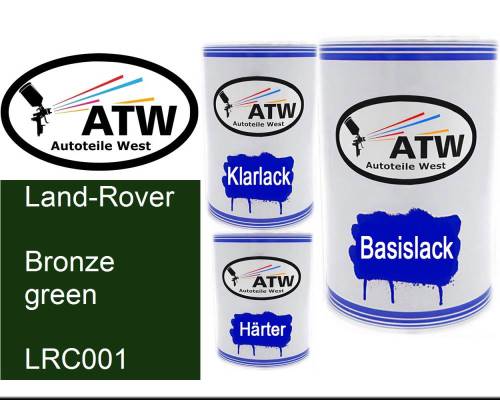 Land-Rover, Bronze green, LRC001: 500ml Lackdose + 500ml Klarlack + 250ml Härter - Set, von ATW Autoteile West.